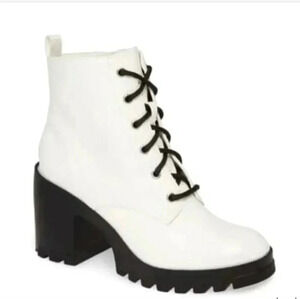 BP Masson bootie white lace up block heel